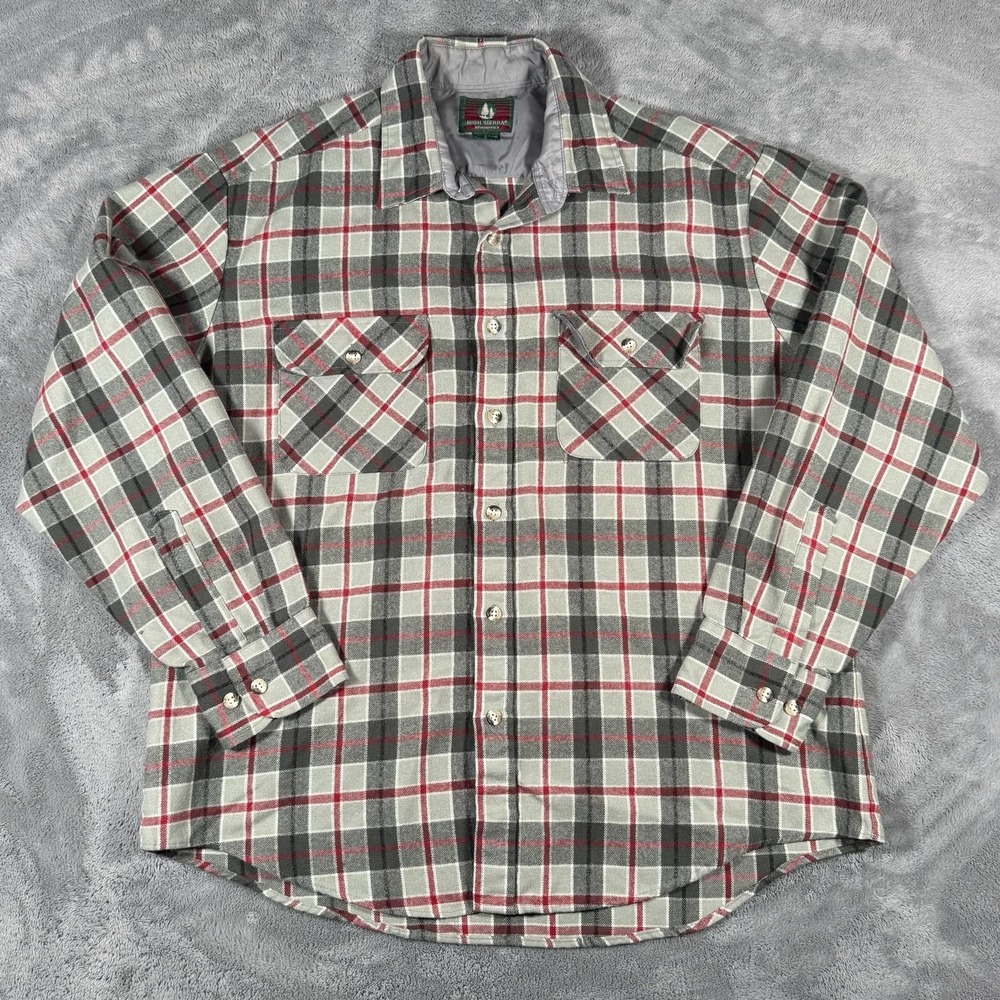 High Sierra Button Up Shirt Mens Size Large Gray Plaid Flannel Lined Casual VTG